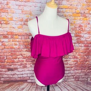 Funny Girl Fuchsia One Piece Ruffled Convertible Bathing Suit